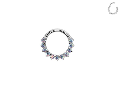 Кольцо-кликер из кобальт-хрома Моана Aurora Borealis 1.2 мм (16 G)
